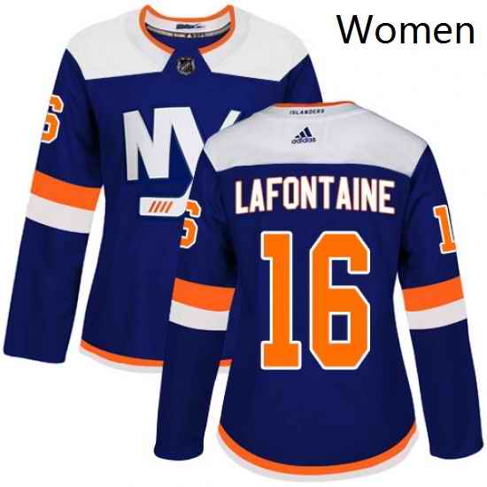 Womens Adidas New York Islanders 16 Pat LaFontaine Premier Blue Alternate NHL Jersey